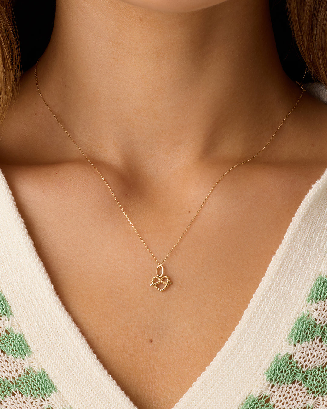 Alternative view of 14k Gold Love Knot Charm Necklace