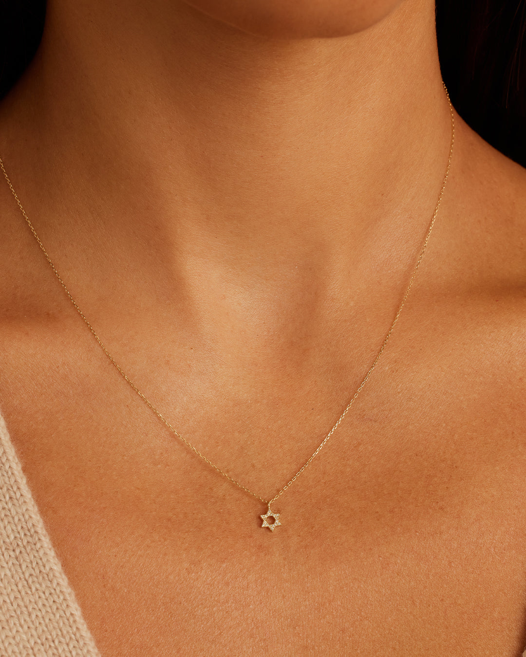 Alternative view of Diamond Star of David Necklace