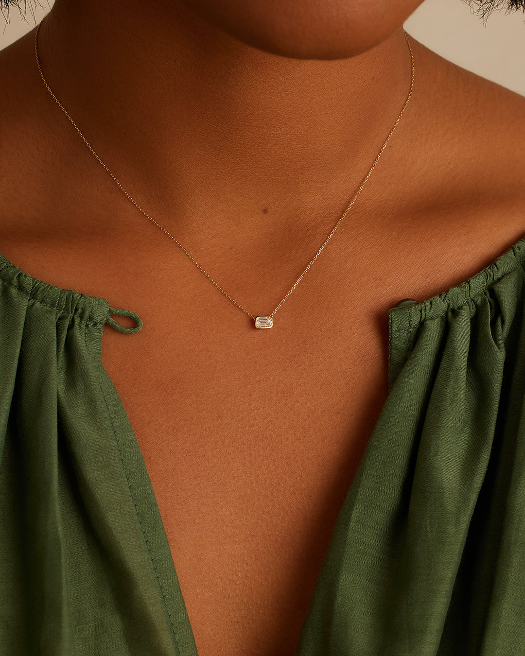 Alternative view of Classic Diamond Emerald Necklace