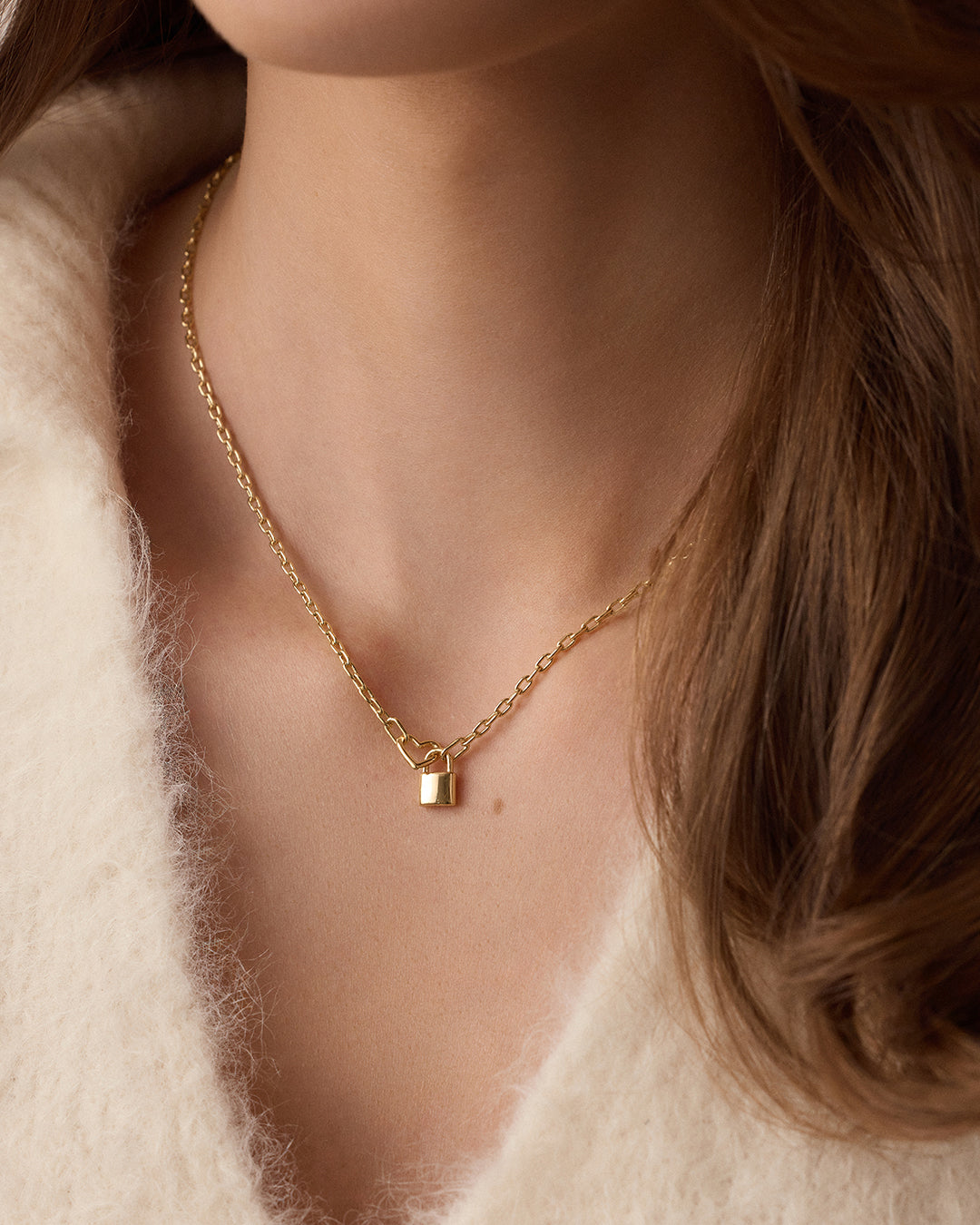 Alternative view of Heart Padlock Interlocking Necklace