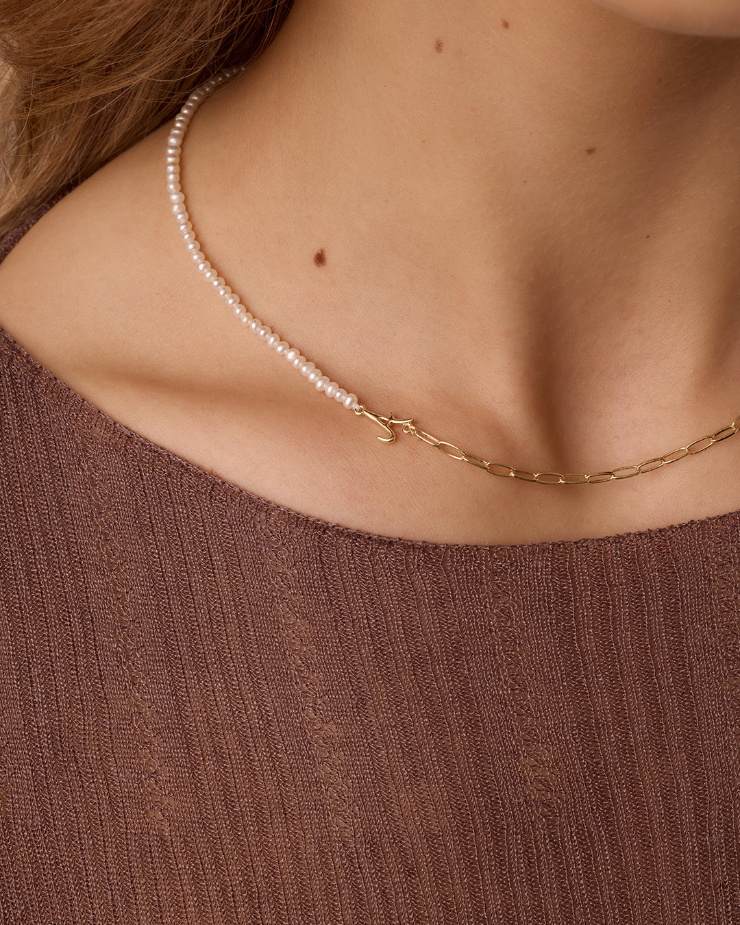 Alternative view of Lou Pearl Alphabet Necklace