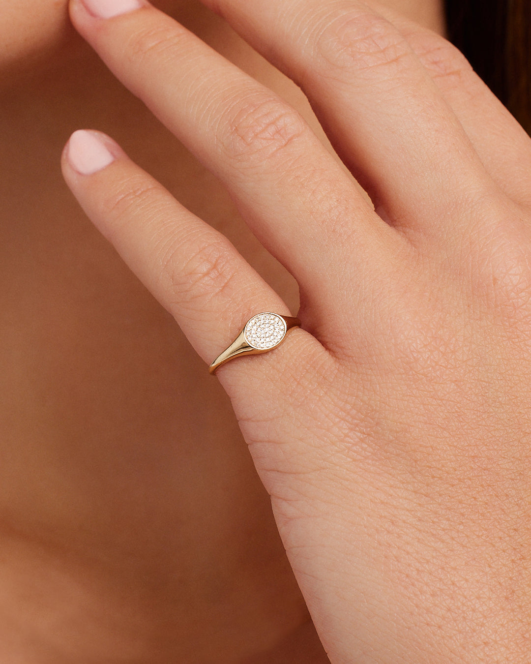 Alternative view of Diamond Pavé Signet Ring