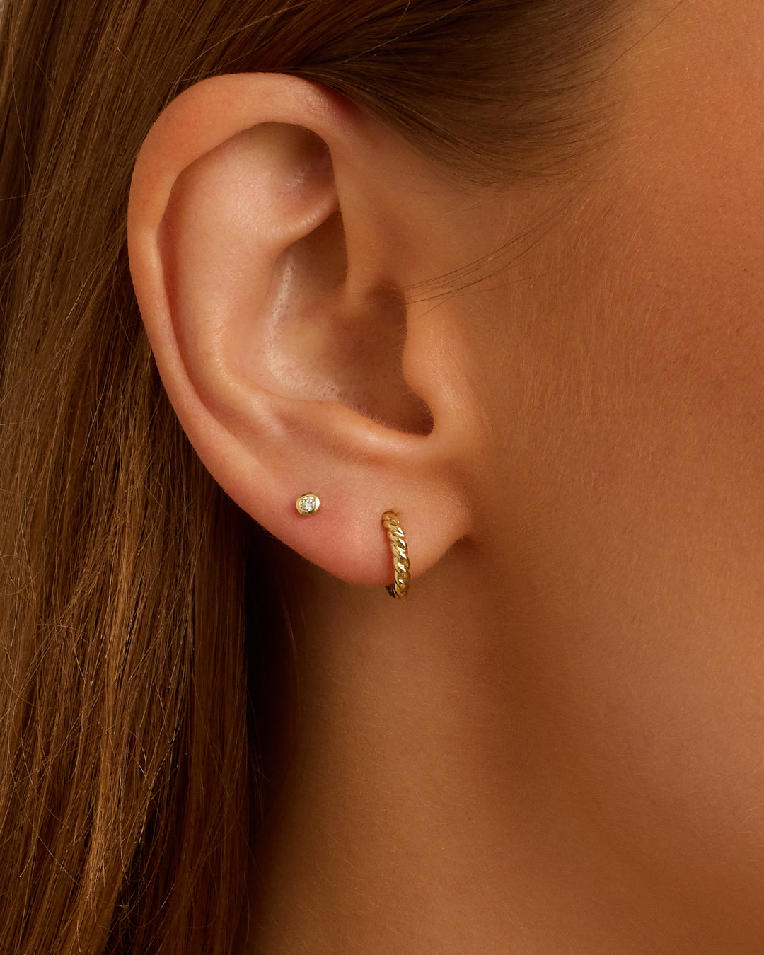 Alternative view of 14k Gold Crew Helium Huggies