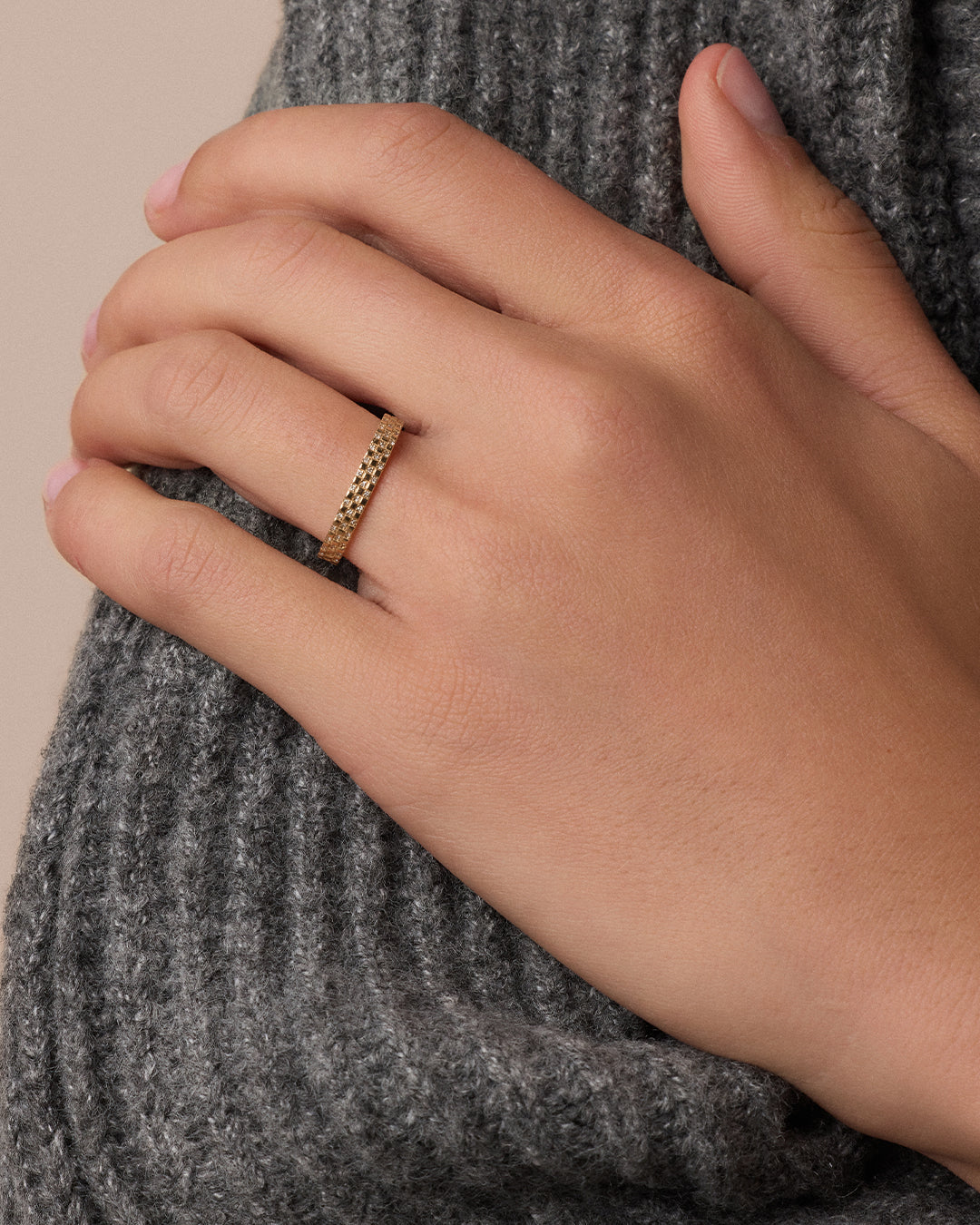 Alternative view of Diamond Checkered Ring