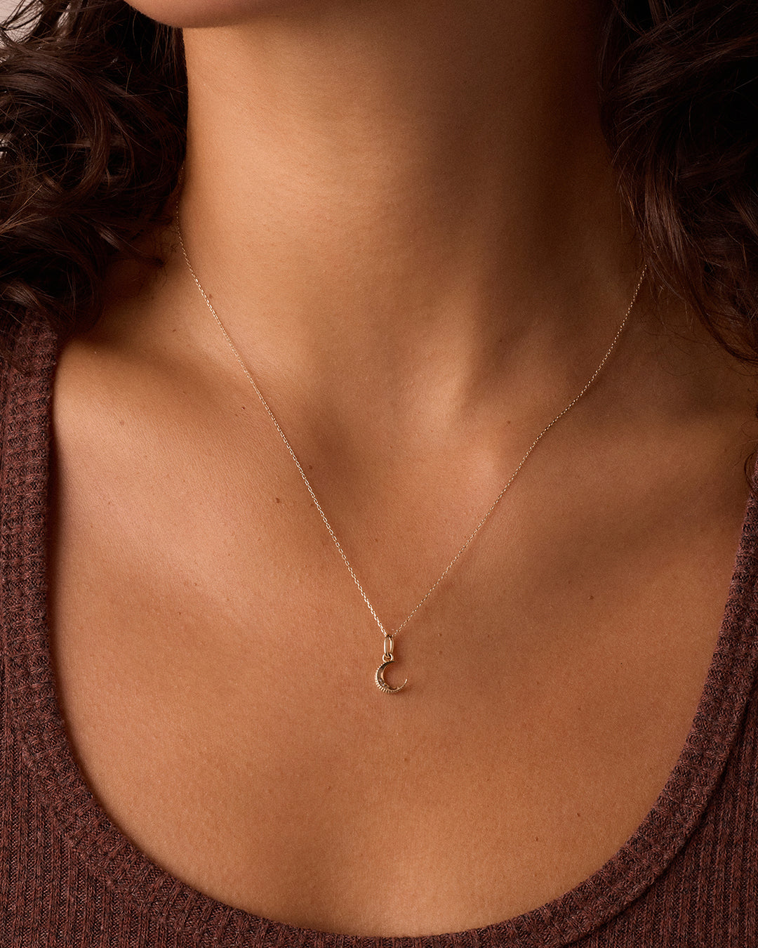 Alternative view of Diamond Crescent Charm Necklace