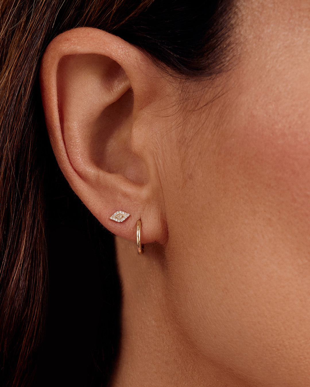 Alternative view of Diamond Evil Eye Studs