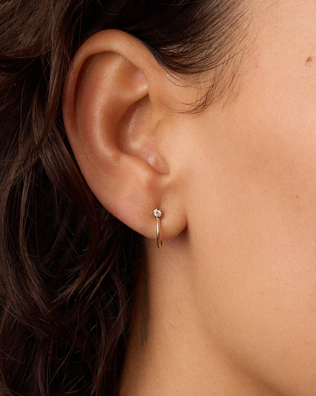 Alternative view of Lab Grown Diamond Circle Stud Huggies