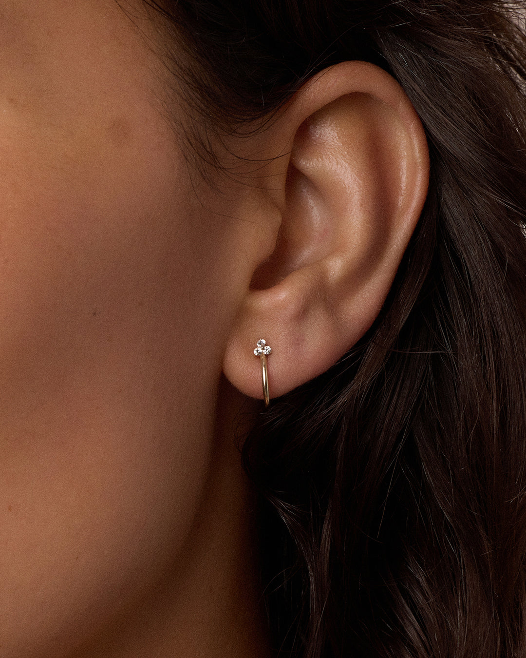 Alternative view of White Sapphire Bali Stud Single Huggie