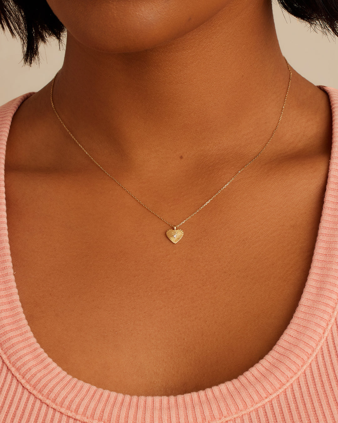 Alternative view of Diamond Vintage Heart Necklace