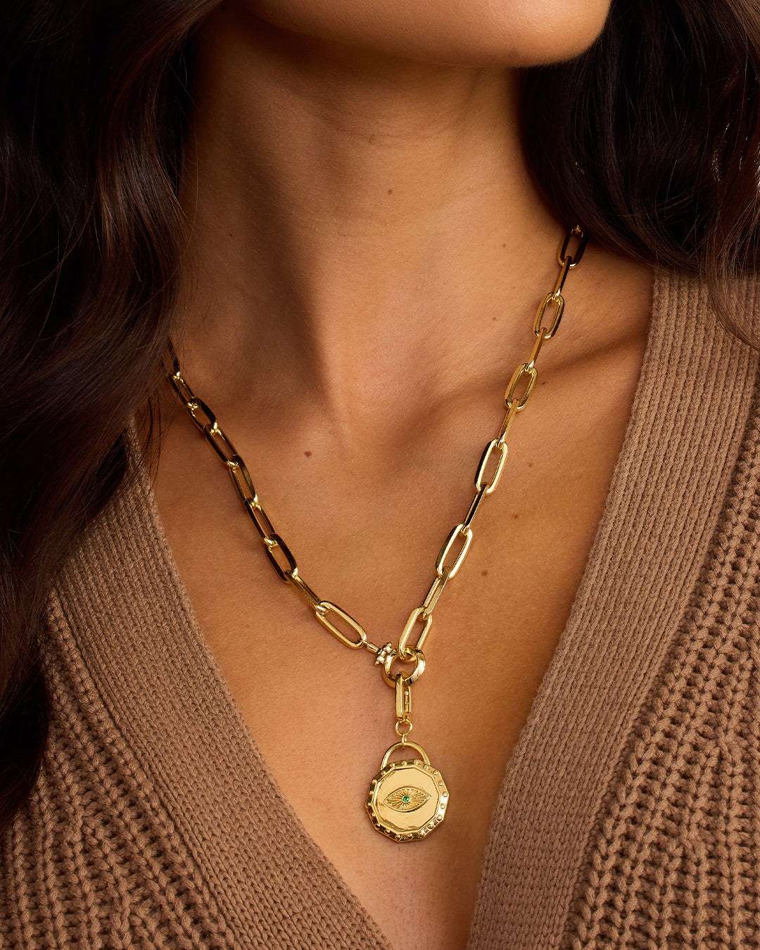 Alternative view of Evil Eye Coin Statement Charm