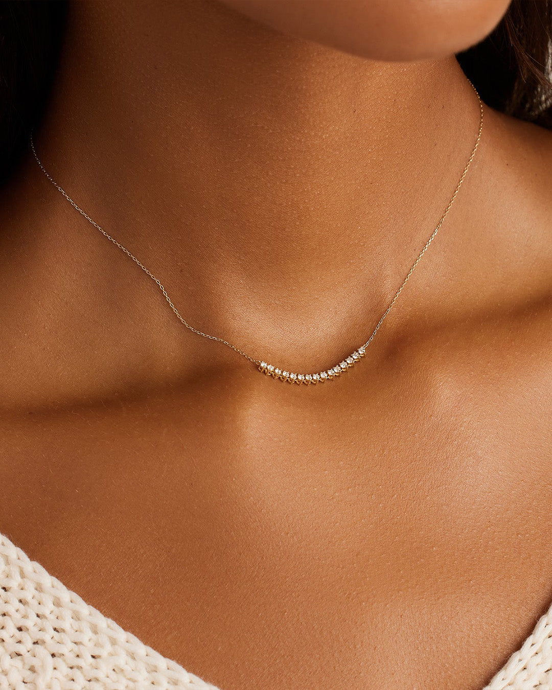Alternative view of Diamond Cluster Row Necklace