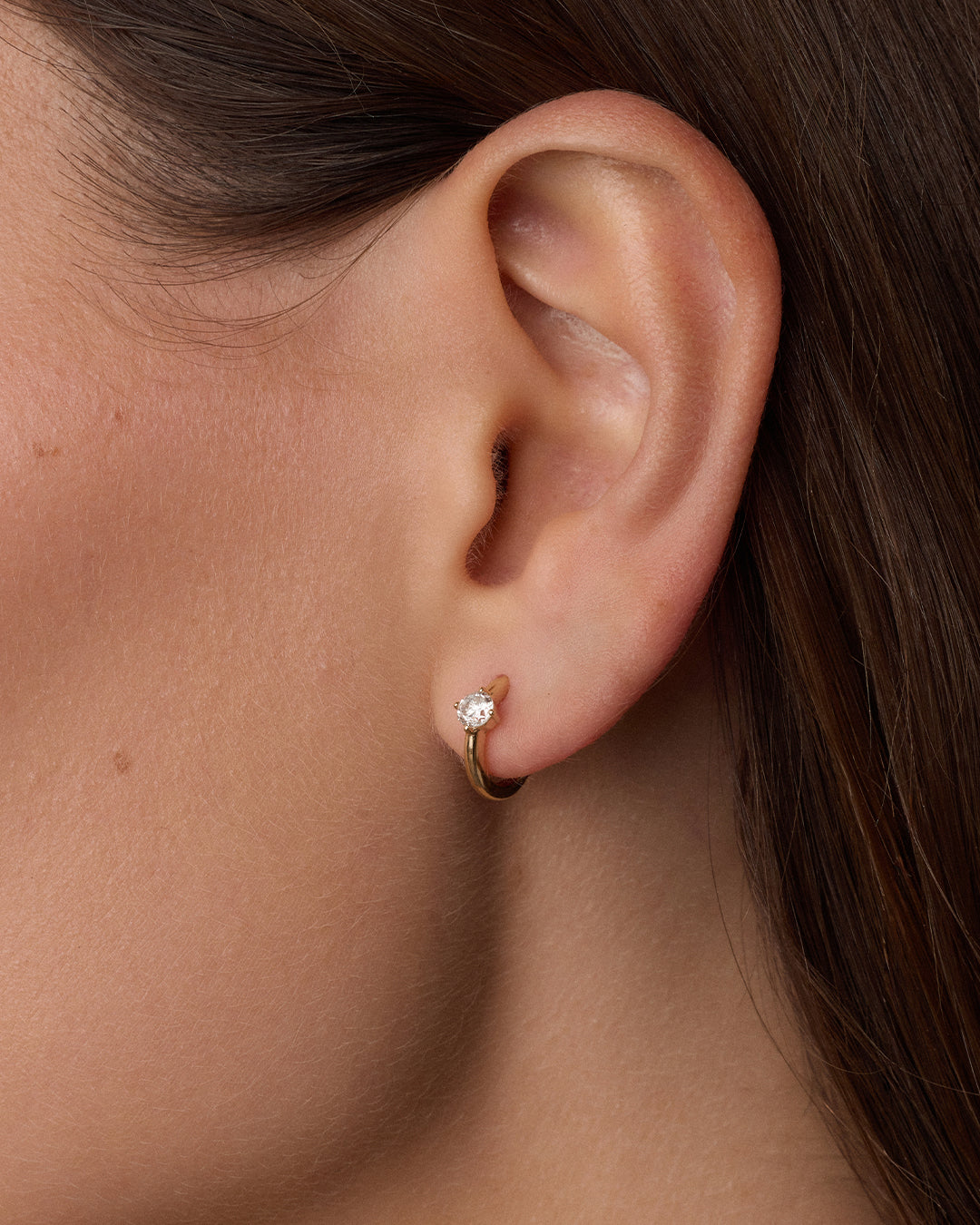 Alternative view of Lab Grown Diamond Solitaire Single Huggie