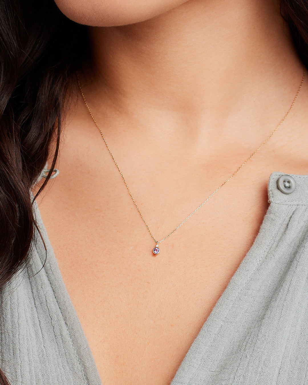 Alternative view of 14k Gold Birthstone Necklace