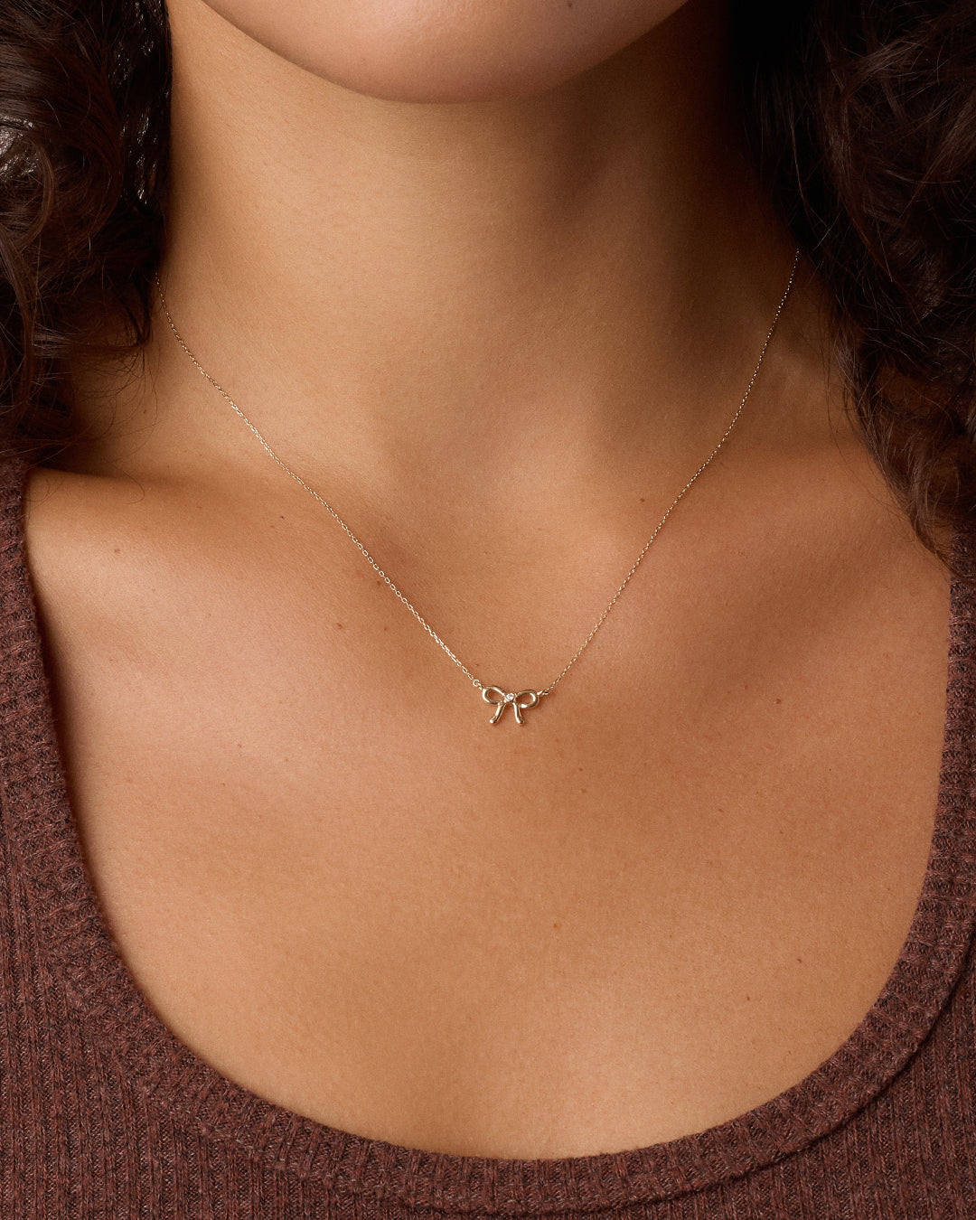 Alternative view of Diamond Put a Bow on it Necklace