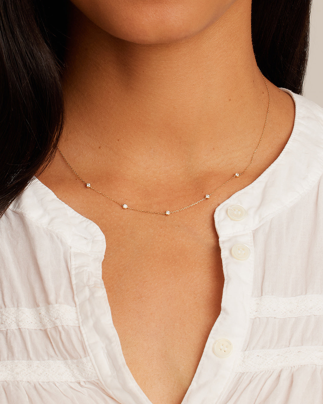 Alternative view of Classic Five Diamond Necklace