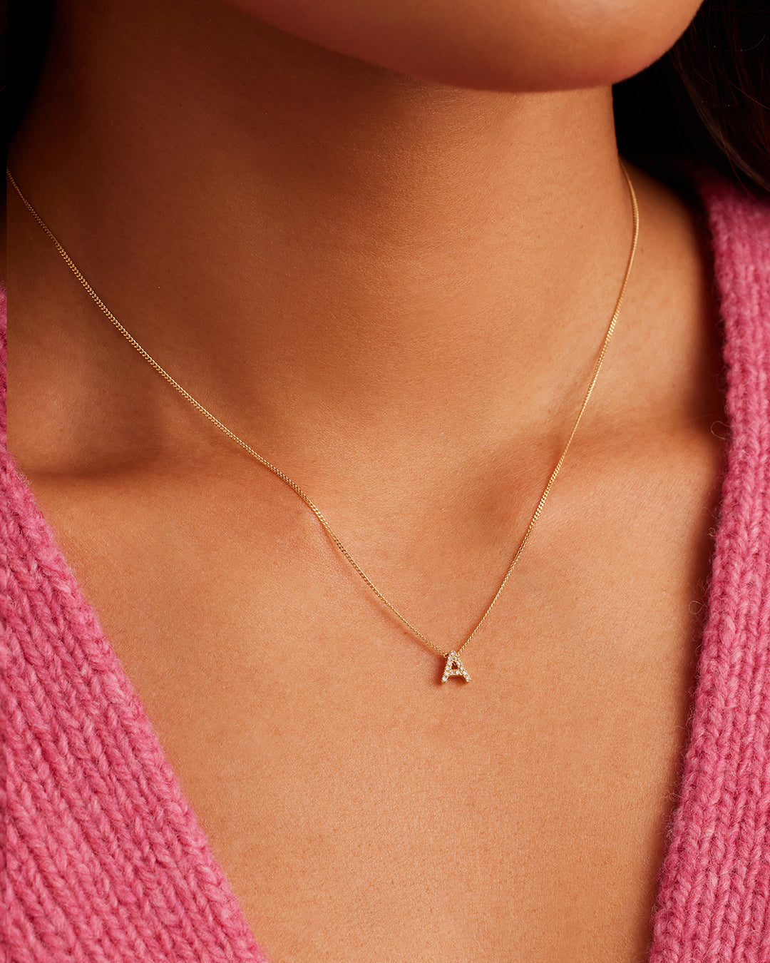 Alternative view of Diamond Alphabet Necklace