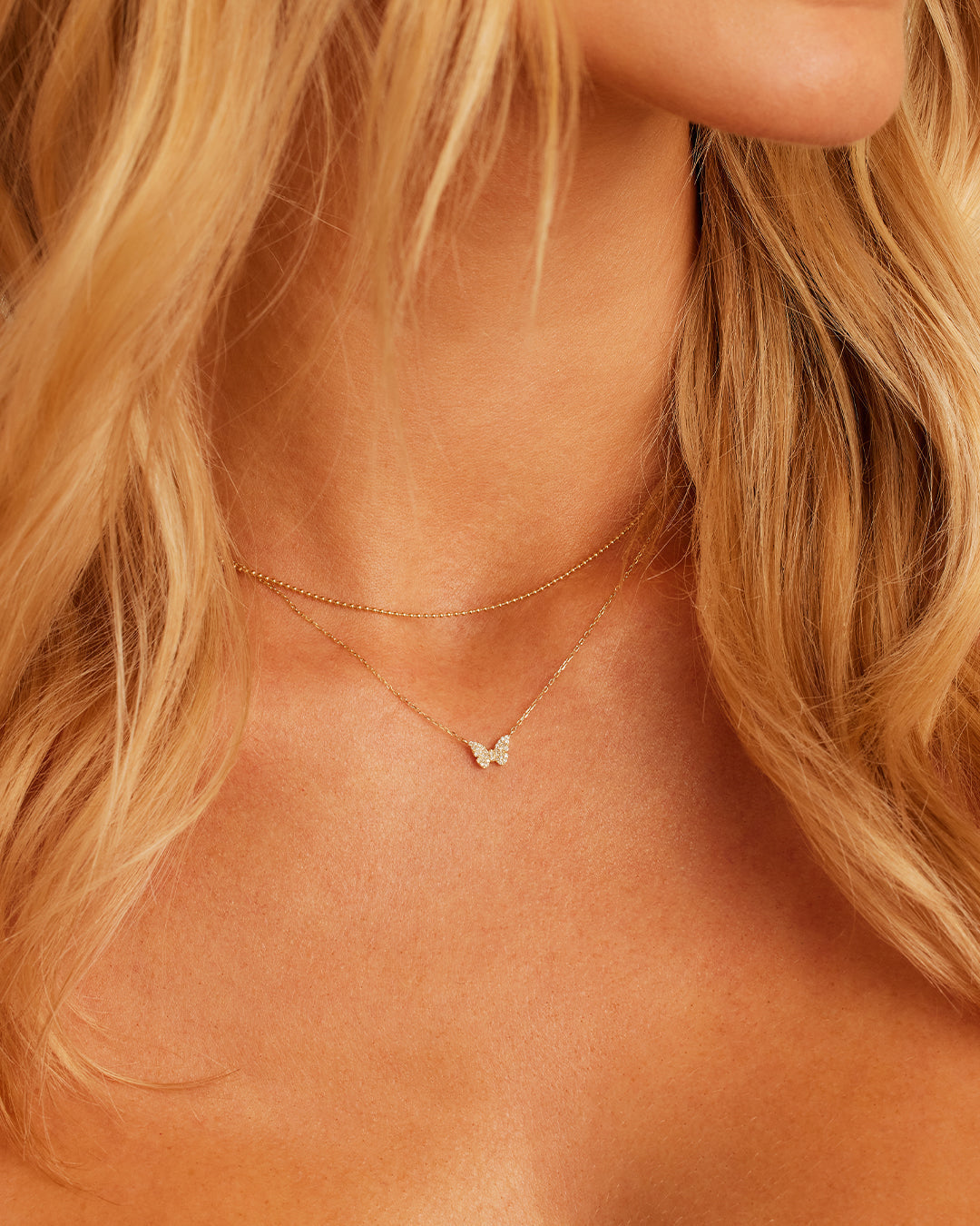 Alternative view of Diamond Butterfly Necklace