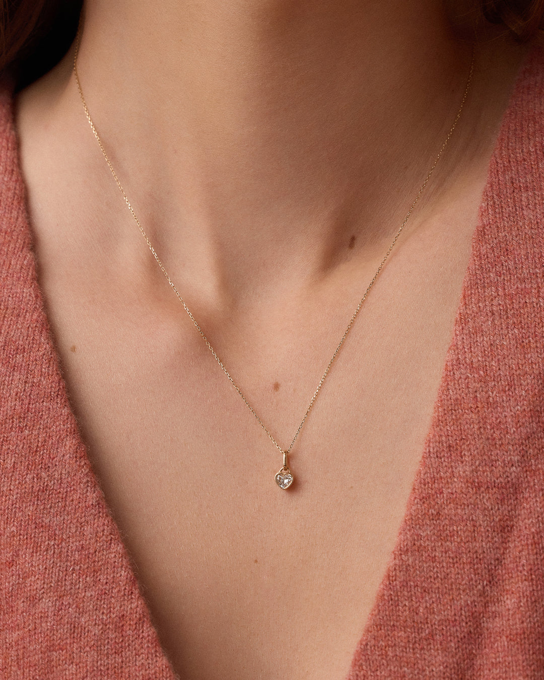 Alternative view of Lab Grown Diamond Heart Charm Necklace