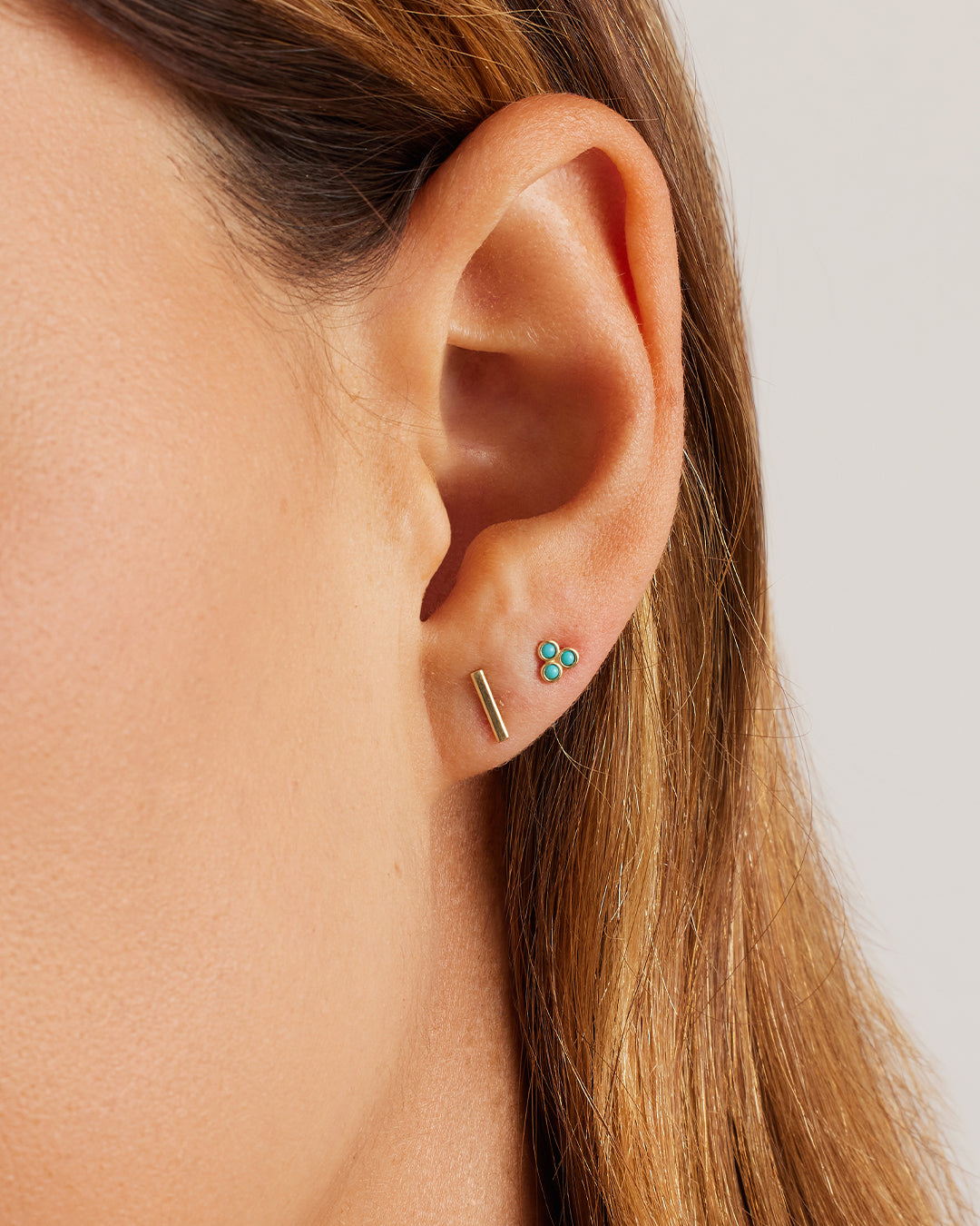 Alternative view of 14k Gold Rose Bar Studs