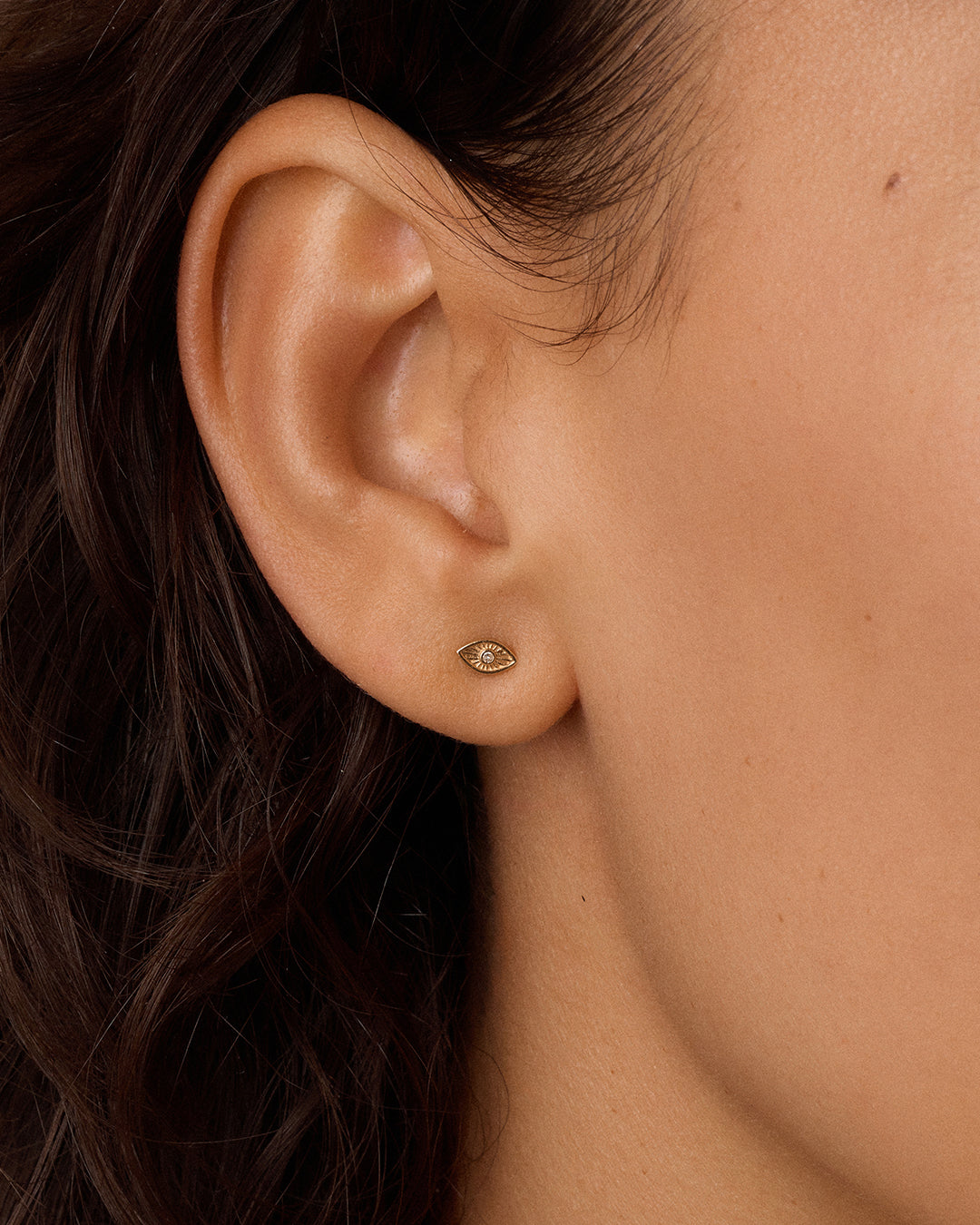 Alternative view of Diamond Evil Eye Flat Back Single Stud